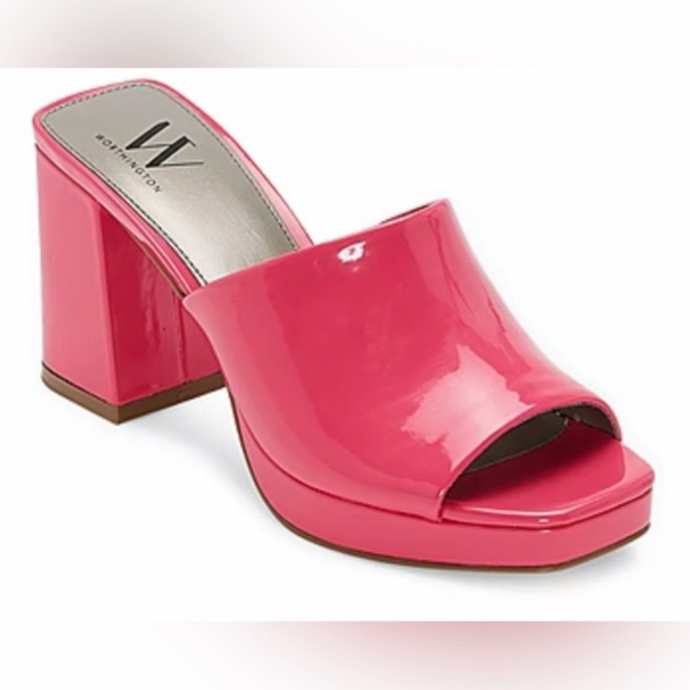 Worthington Pink Patent Block Heel Slide